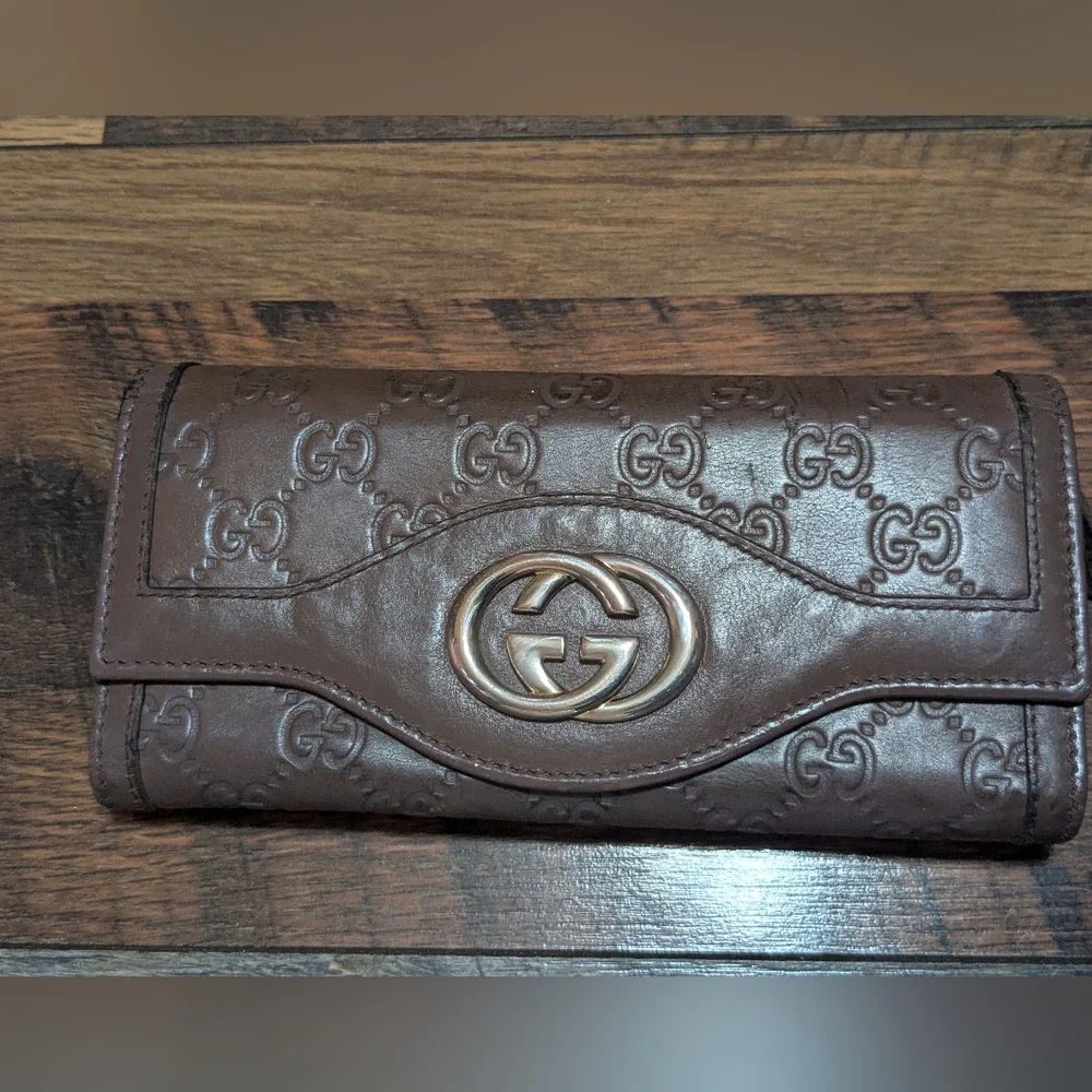 Gucci Guccissima Emboss Signature Continental Interlocking GG Emblem Wallet COA - Picture 3 of 17